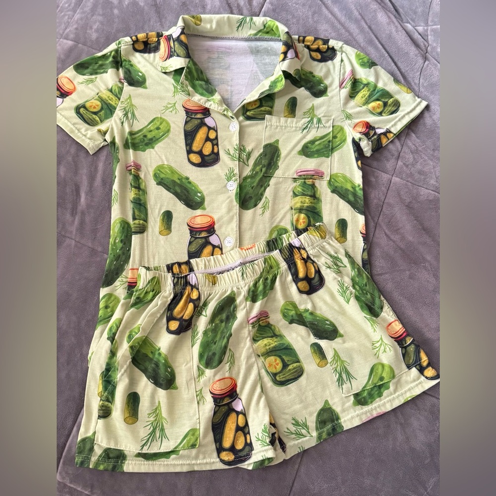 Pickle Print Pajamas Kids Shirt and Shorts Set